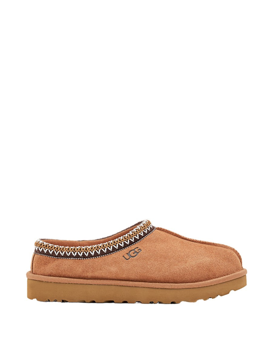 Ugg Suede Slip-On Shoes With Braided Collar And Sheepskin Lining