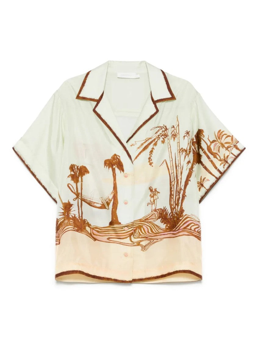 Zimmermann Tropical Print Silk Shirt