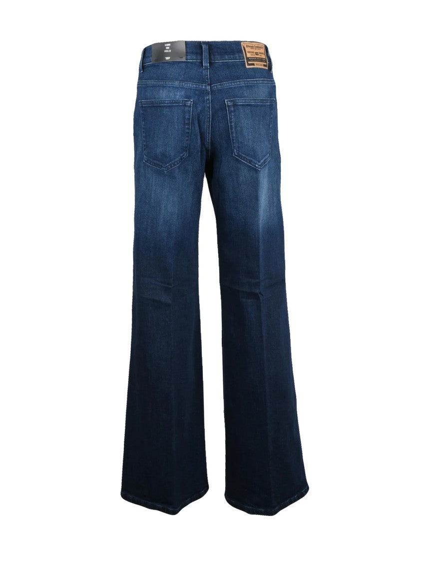 Diesel Blue Cotton-Blend D-Kemai Wide Jeans