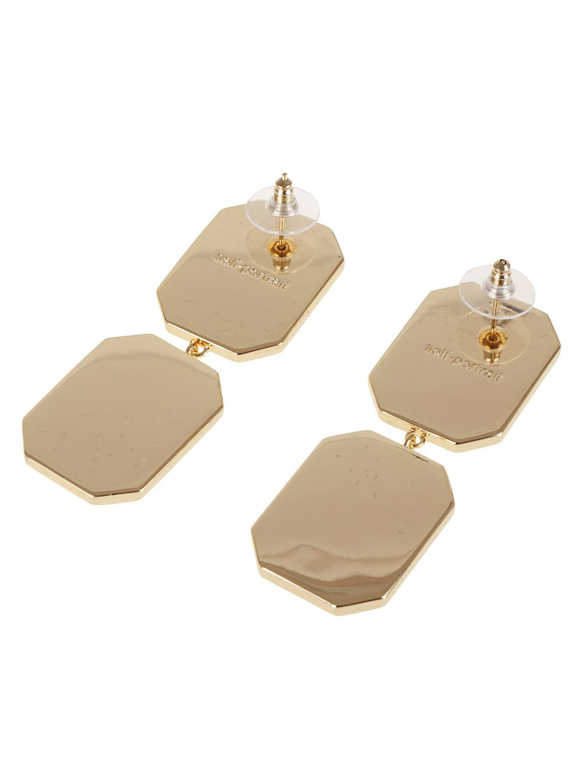 Self-Portrait Rectangular Stone Earrings