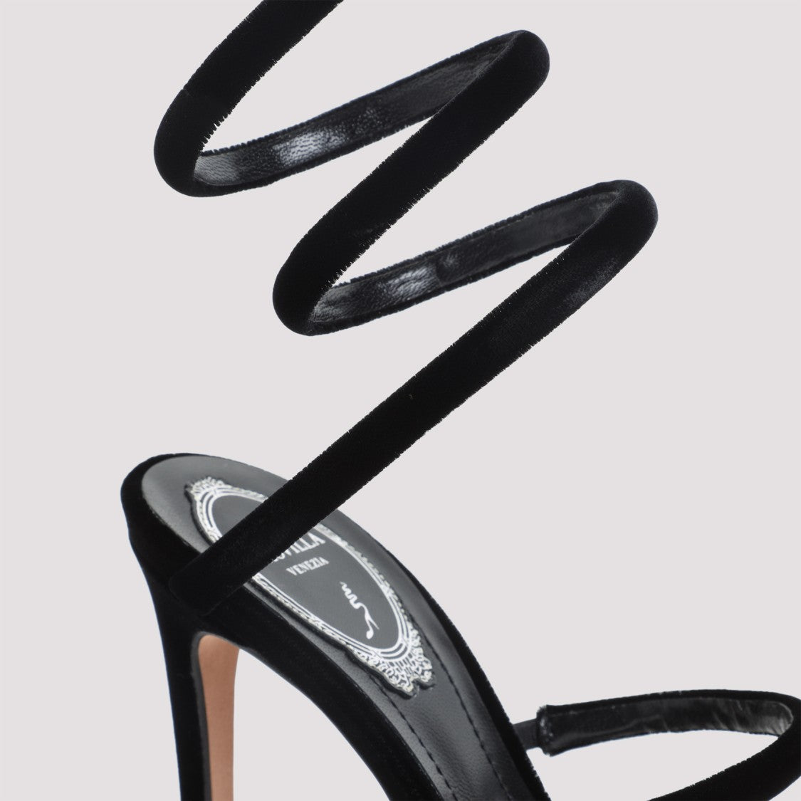 René Caovilla Spiral-Designed Velvet And Leather Pumps