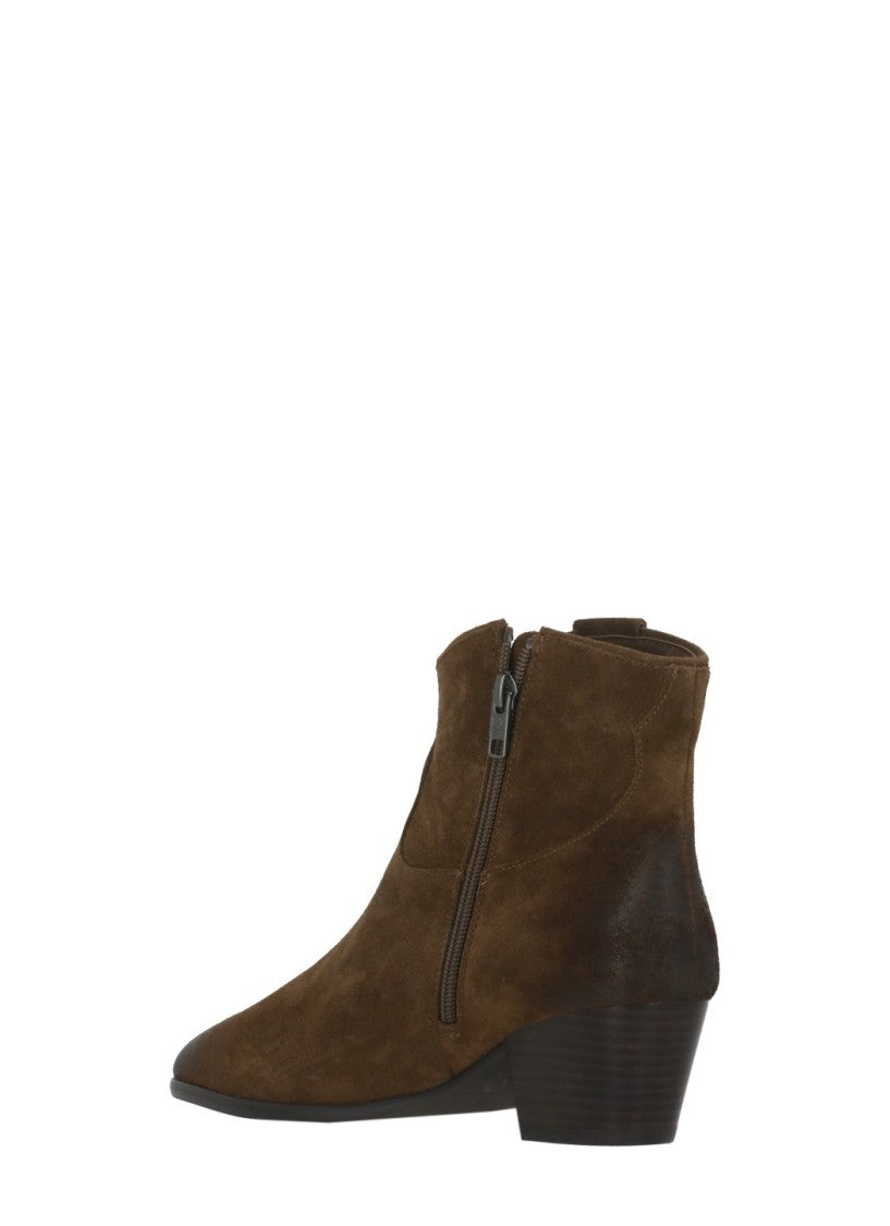 Ash Brown Fame Arrow-Toe Suede Boots