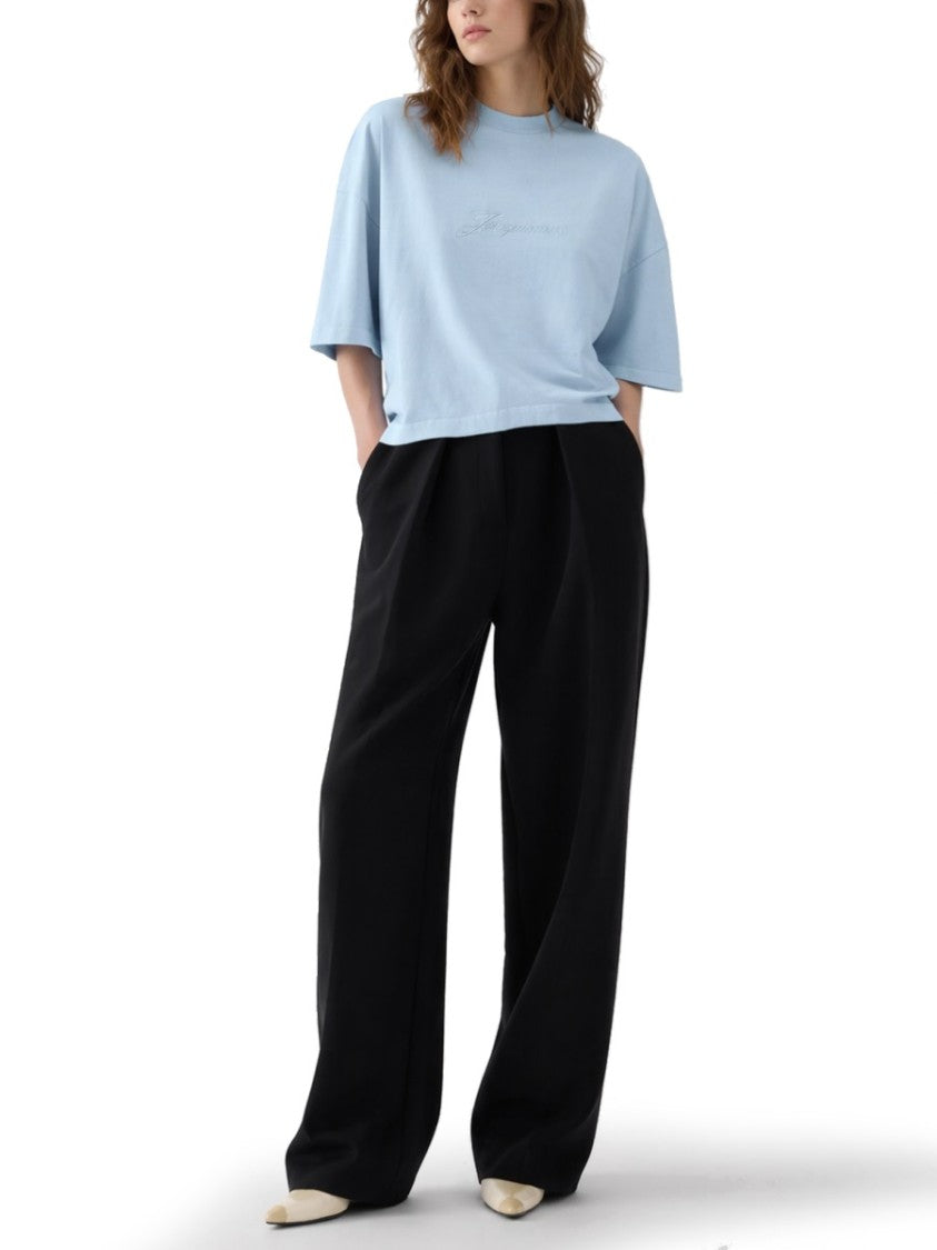 Jacquemus Blue Cropped Boxy Crewneck T-Shirt