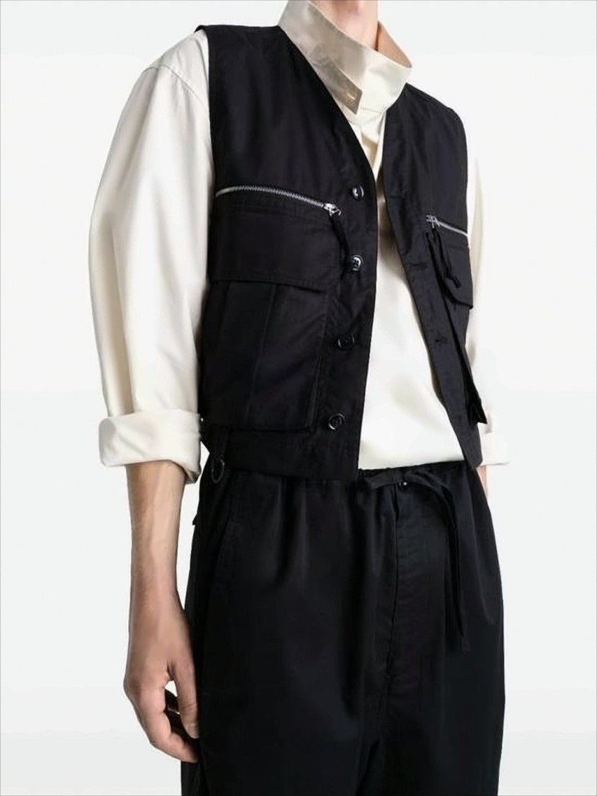 Lemaire Cropped Vest With V-Neckline And Utility Pockets