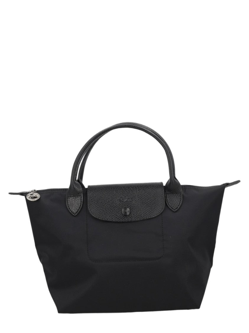 Longchamp Trapezoidal Black Handbag With Flap Closure And Dual Handles