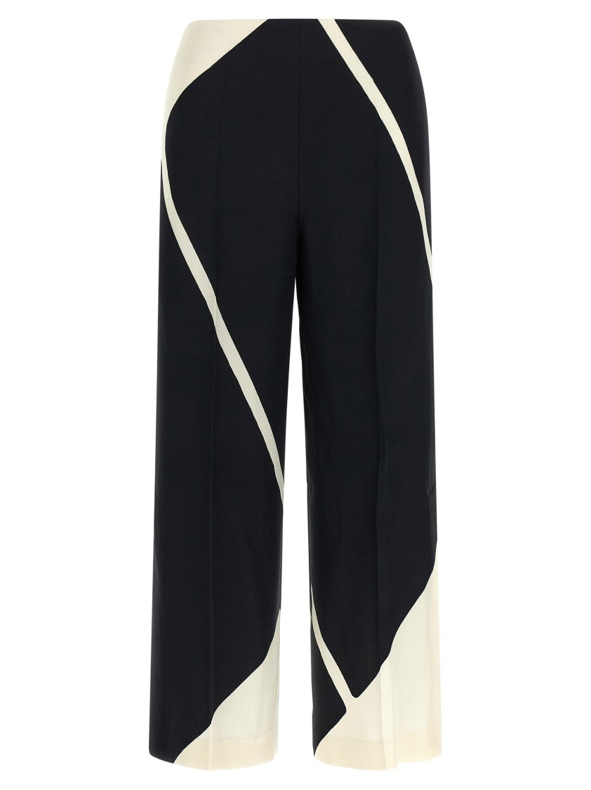 Alberta Ferretti Cropped Viscose Twill Pants With Geometric Print