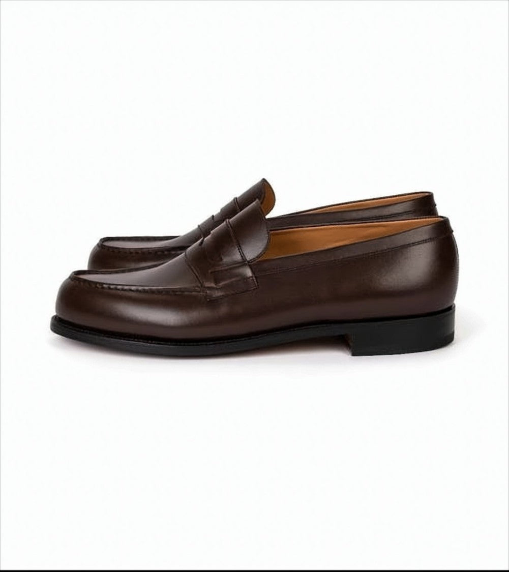 J.M. Weston Refined Brown Calf Leather Loafers