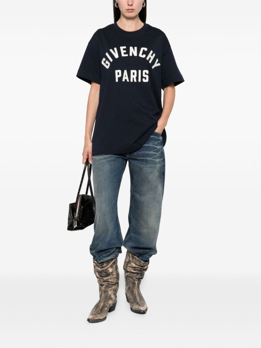 Givenchy Navy Blue Crew Neck Short Top