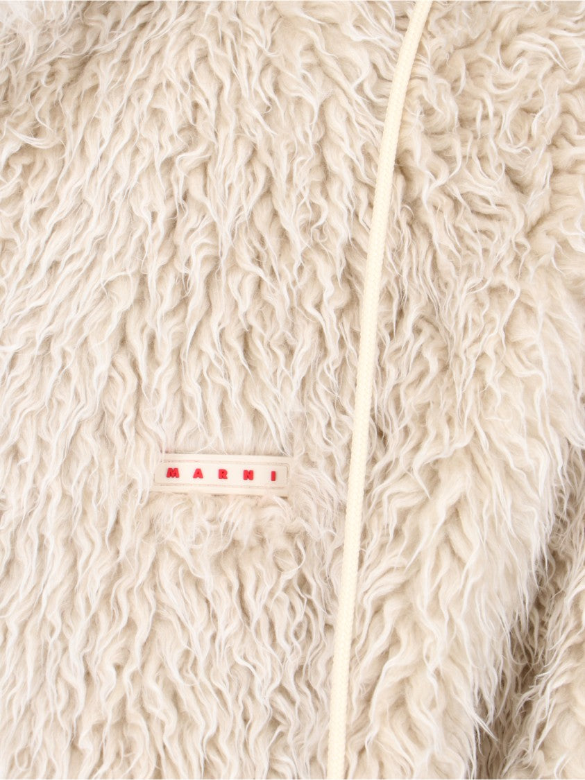 Marni Faux Shearling Hooded Jacket – Cream