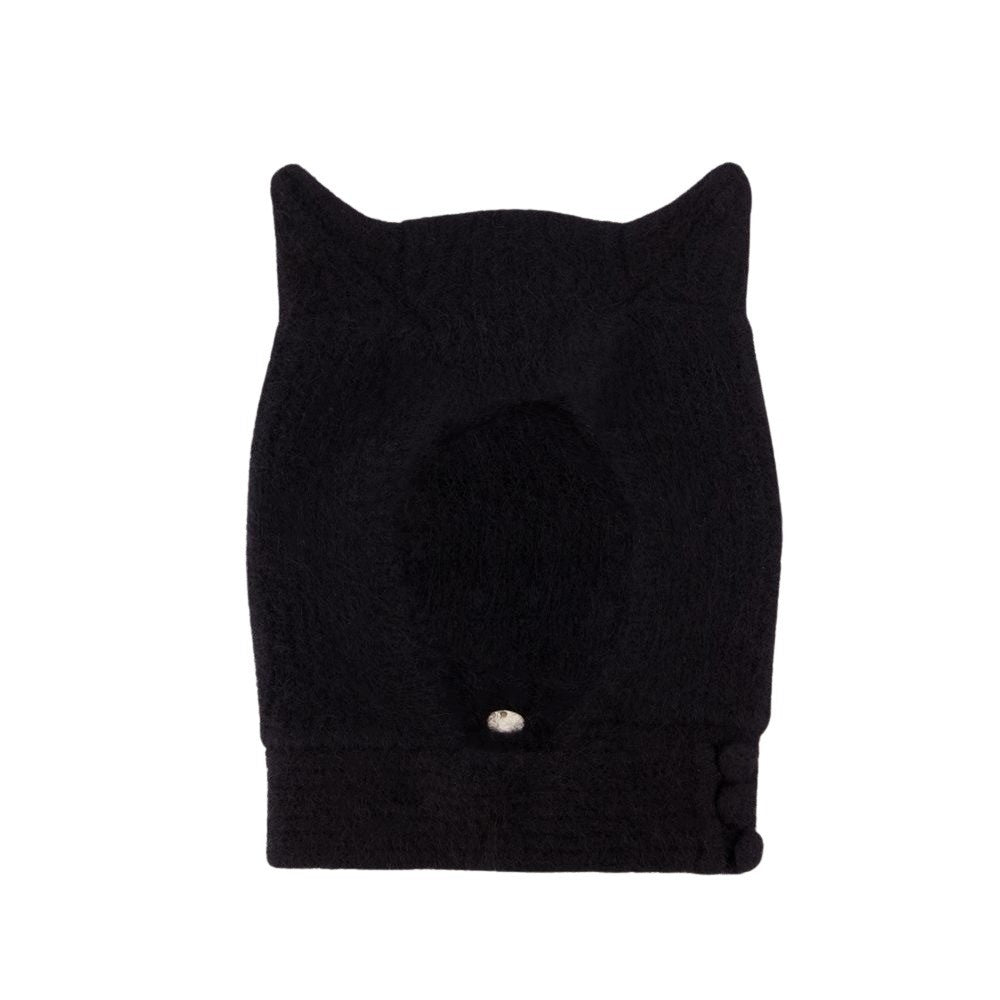 Coperni Knitted Horn Beanie Hat - Wool - Black