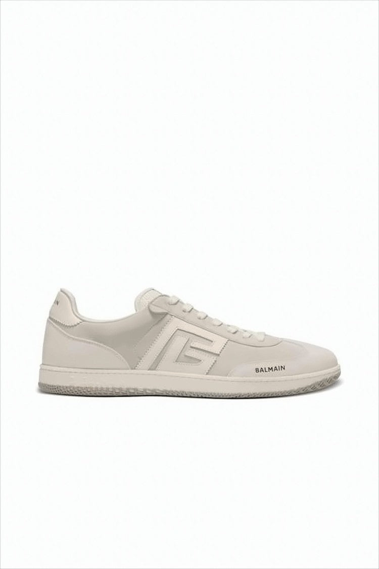 Balmain Low-Profile Calf Leather Sneakers With Geometric Logo