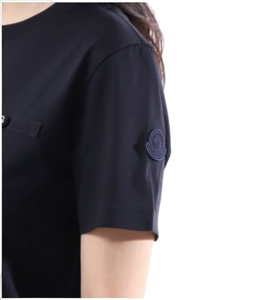Moncler Minimalist Black Short-Sleeve T-Shirt With Buttoned Tabs