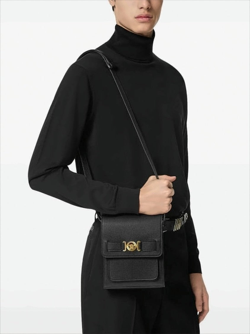 Versace Structured Textured Leather Crossbody Bag