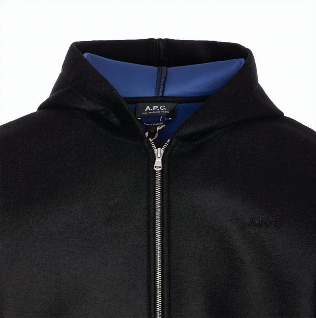 A.P.C. Black Hoodie With Contrasting Blue Lining