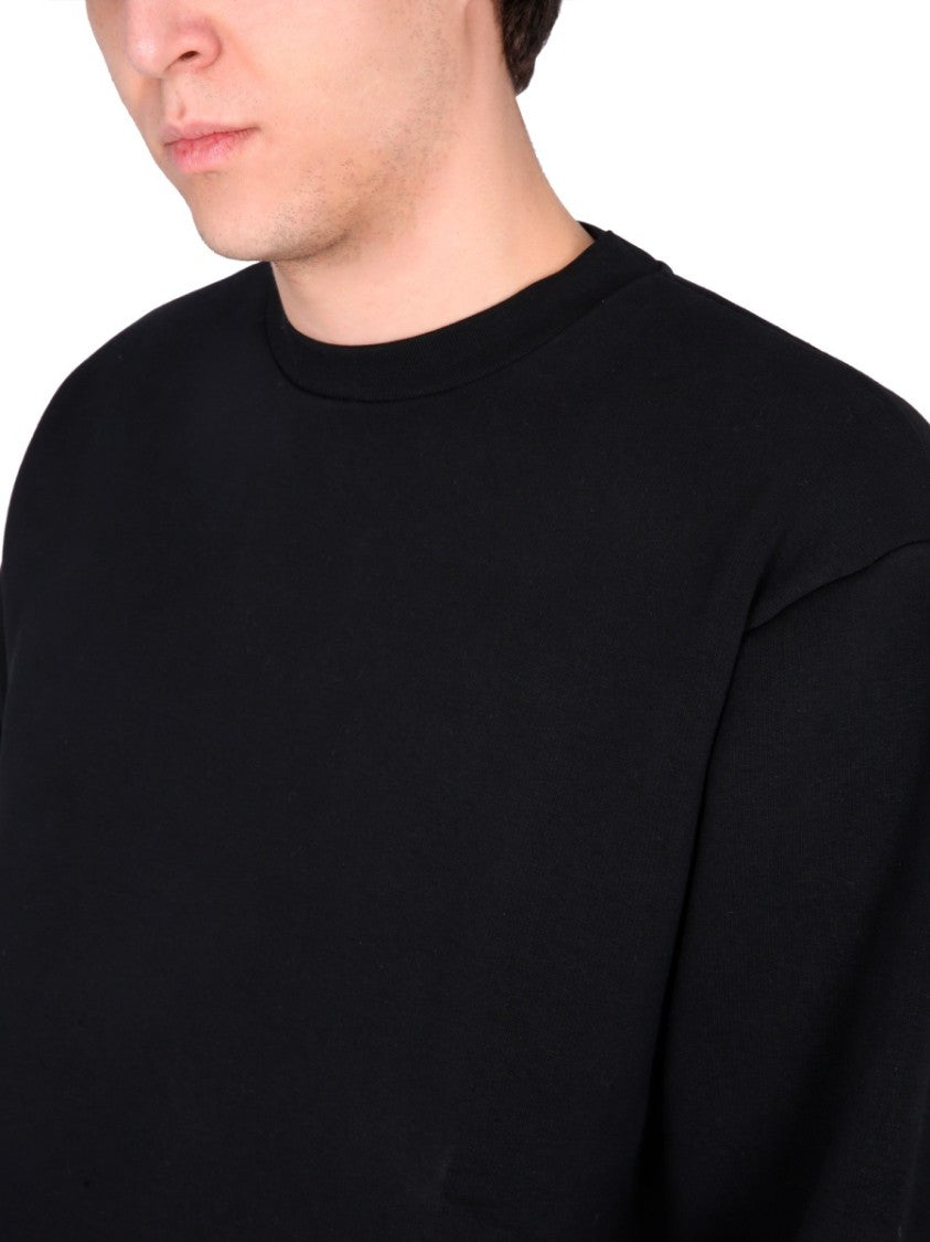 Acne Studios Regular Fit Black Cotton Sweatshirt With Minimalist Design