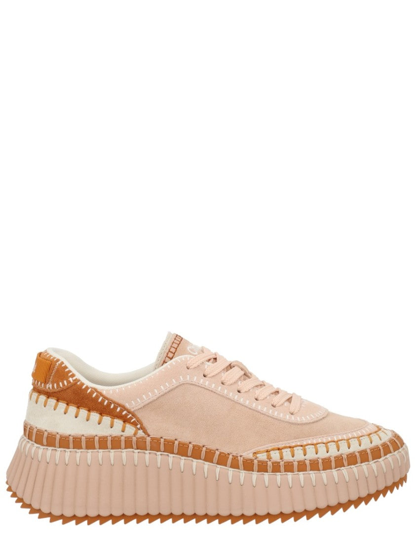 Chloé Nama Whipstitch Textured Sole Sneakers