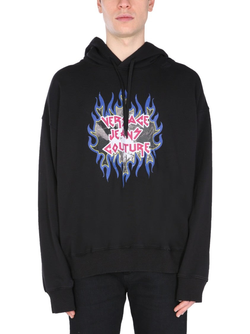 Versace Jeans Couture Graphic Logo Hoodie With Drawstring