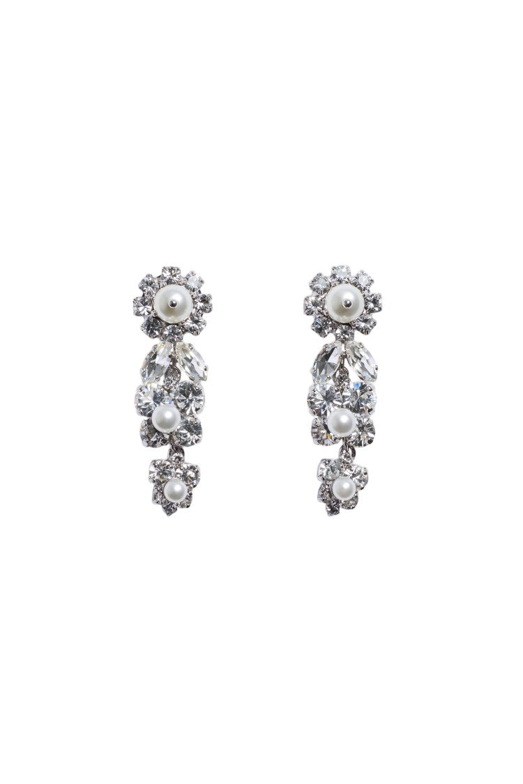 Simone Rocha Daisy Design Cluster Earrings With Crystals And Pearls