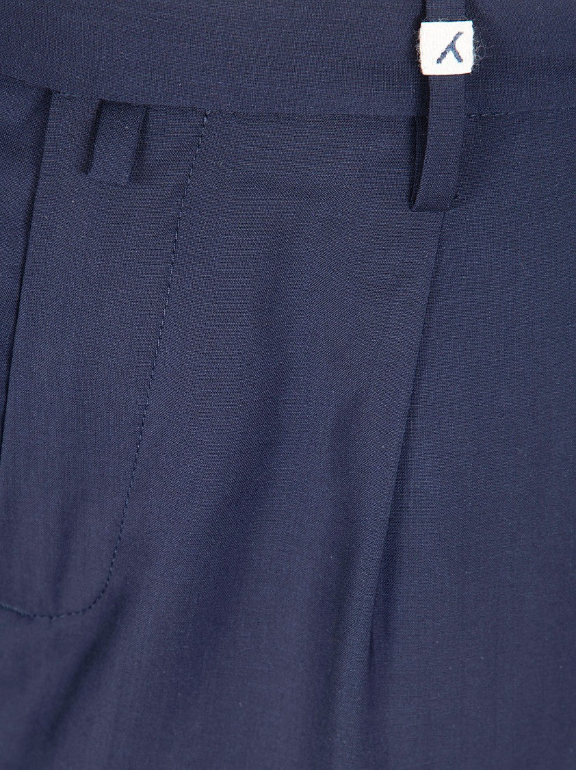 Myths Tailored Blue Formal Trousers With Button Closure And Structured Design