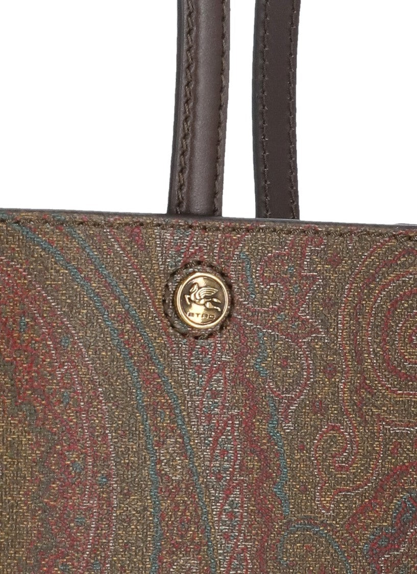 Etro Pochette-Equipped Cotton Shopping Bag With Paisley Design