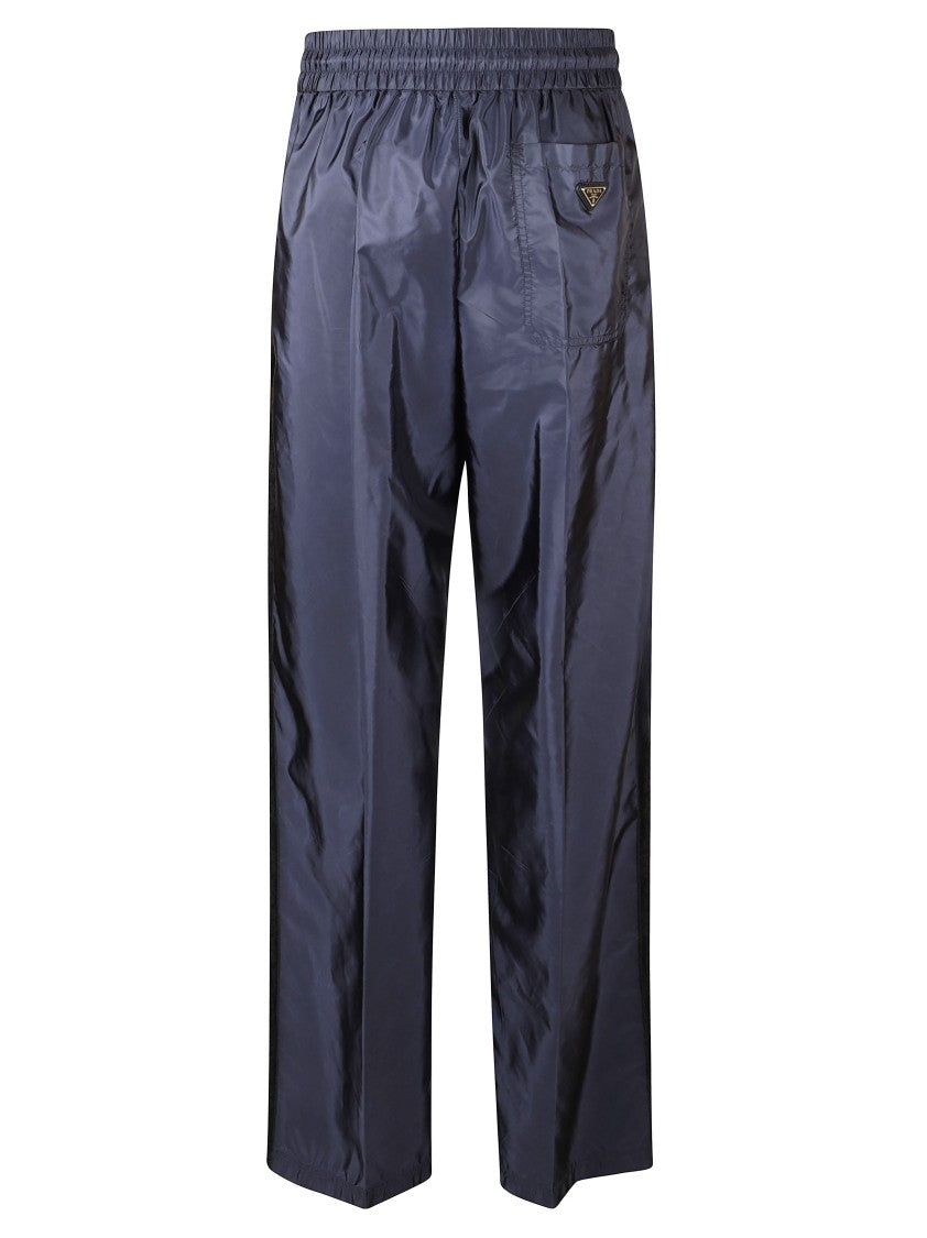 Prada Relaxed-Fit Blue Trousers With Elastic Waistband