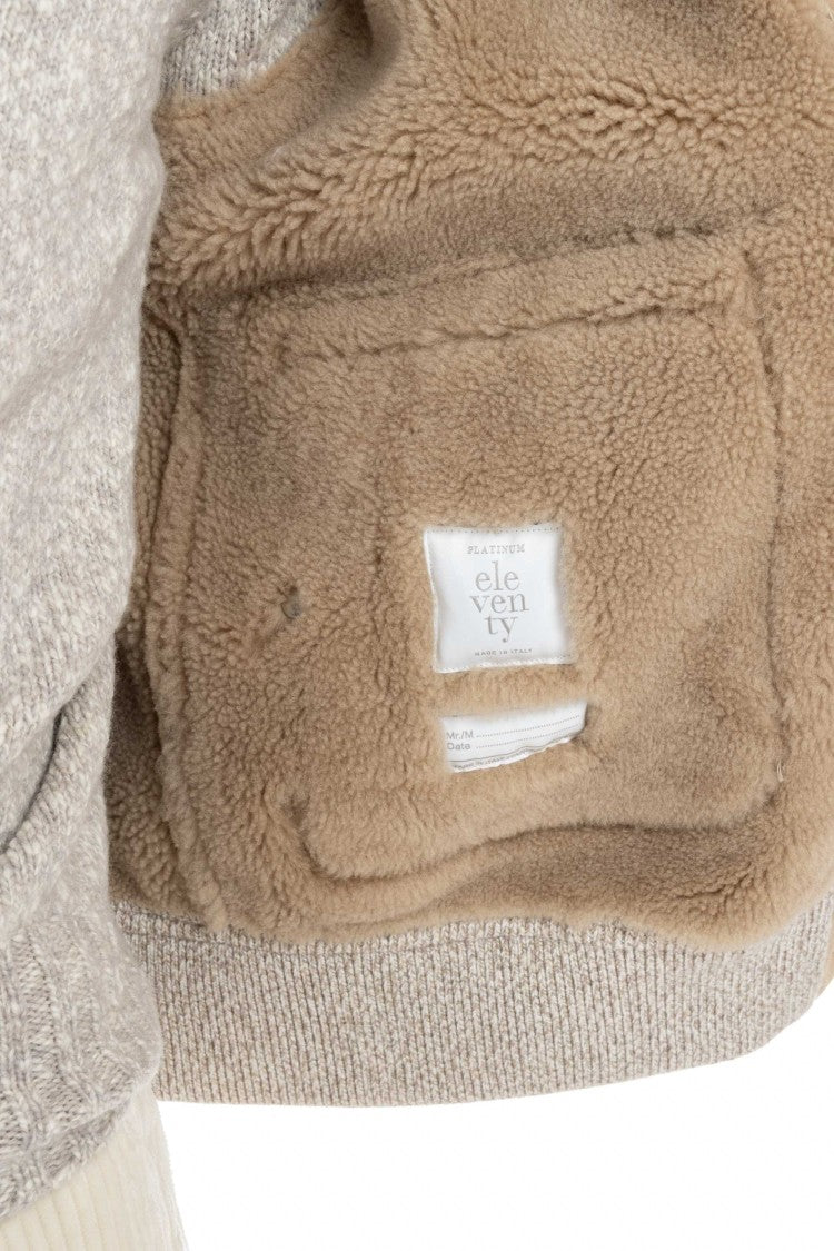 Eleventy Shearling Bomber With Knit Sleeves