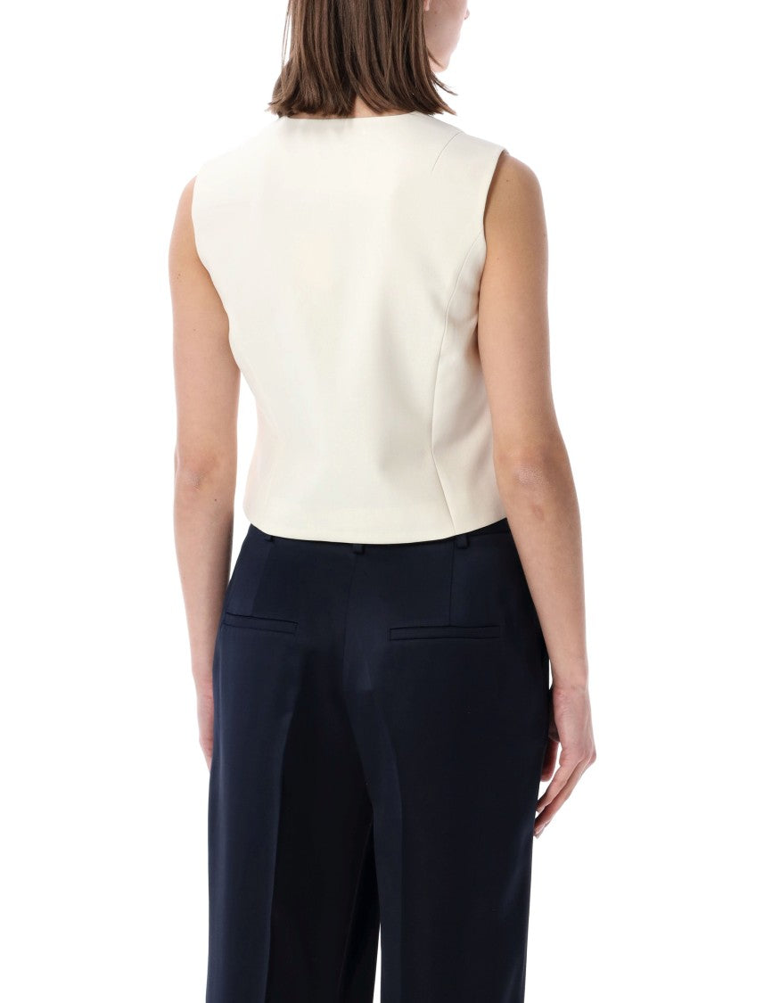 Anine Bing Mario Cropped Tailored V-Neck Vest