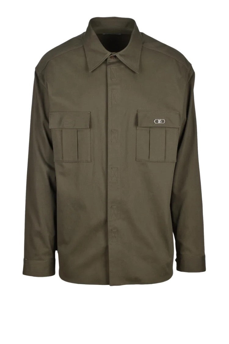 Dolce & Gabbana Stretch Cotton Military Shirt - Green