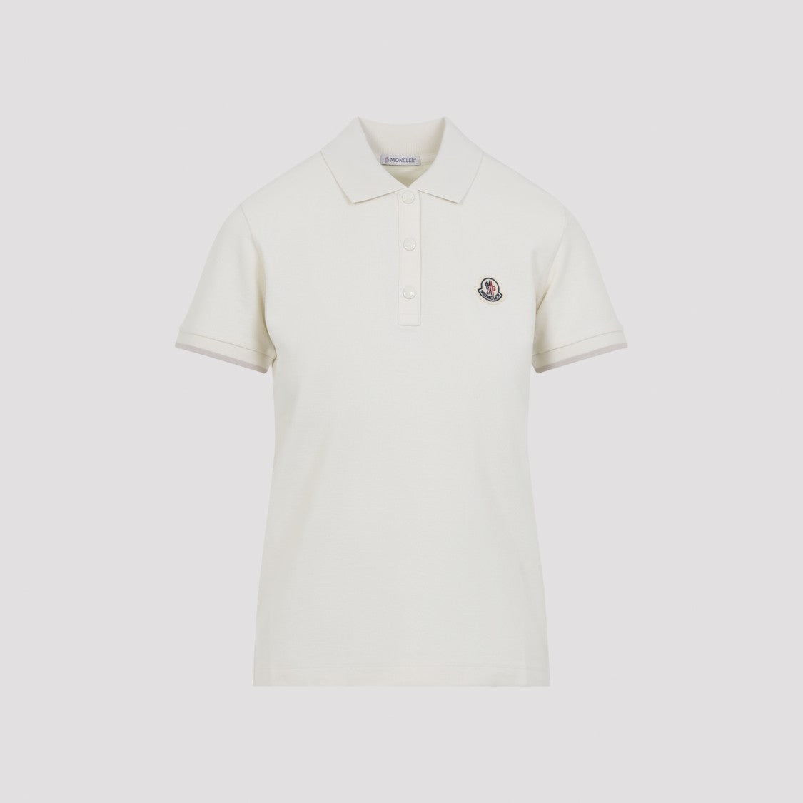 Moncler Beige Cotton Piquet Polo With Logo Patch