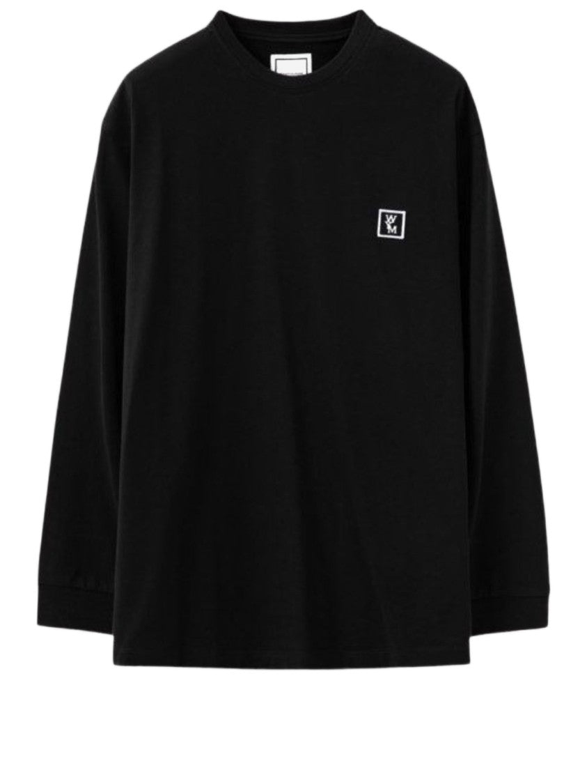 Wooyoungmi Relaxed-Fit Black Cotton Sweater With Logo Accents