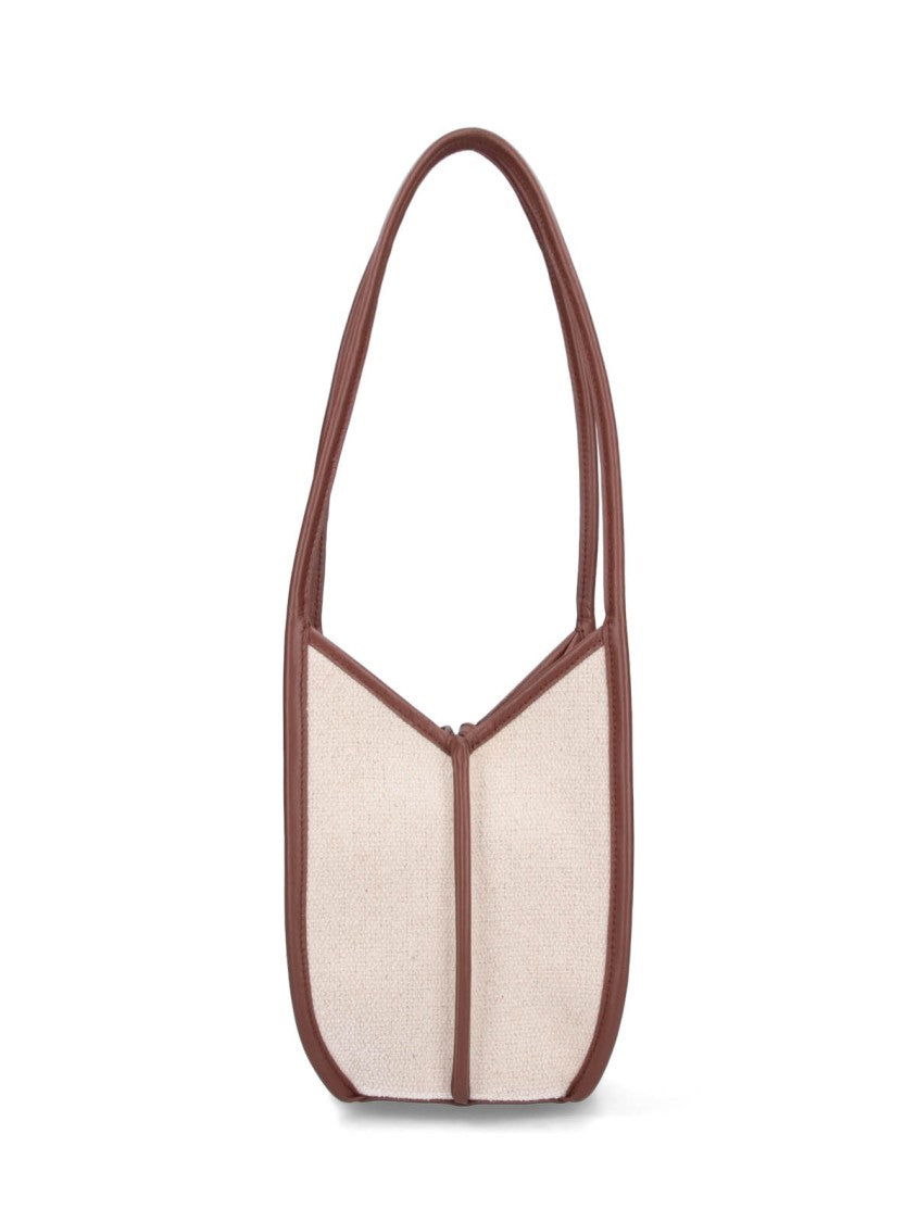 Hereu Off-White Structured Fabric Leather Trim Bag