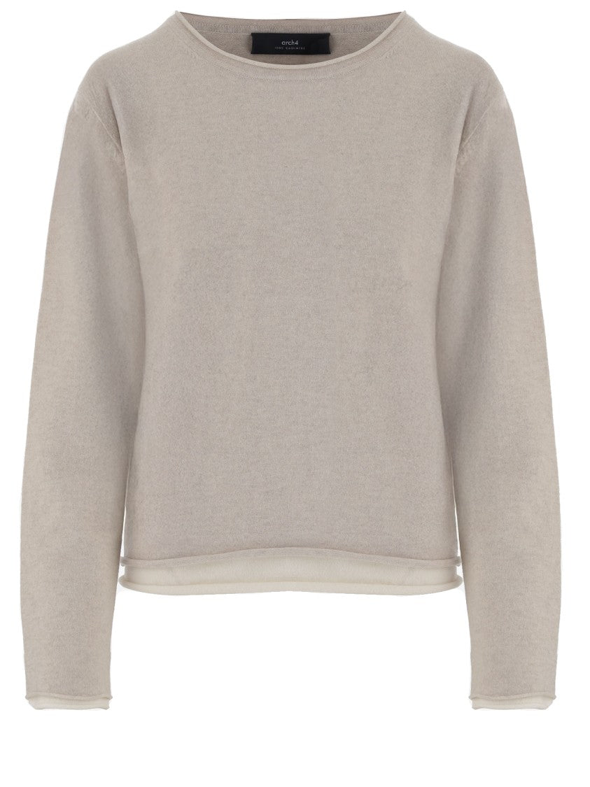 Arch4 Cropped Cashmere Sweater With Round Neckline