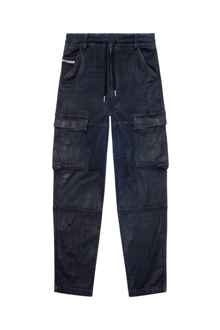Diesel Cargo Trousers With Elastic Waistband And Tapered Leg