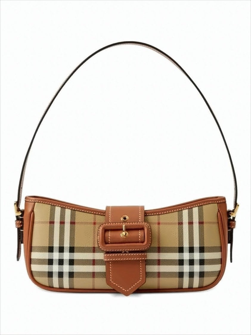 Burberry Structured Check Pattern Shoulder Bag