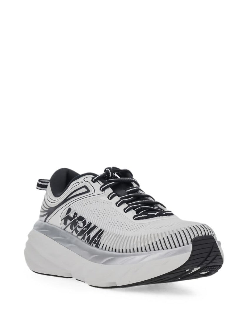 Hoka White Textile Black Accents Sneakers