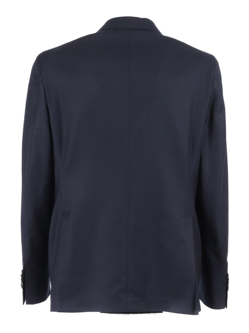 Brando-Lubiam Double-Breasted Structured Jacket With Distressed Edges