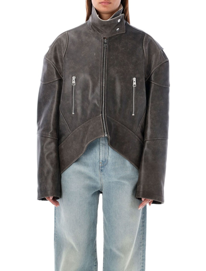 J. W. Anderson Curved Hem Leather Jacket