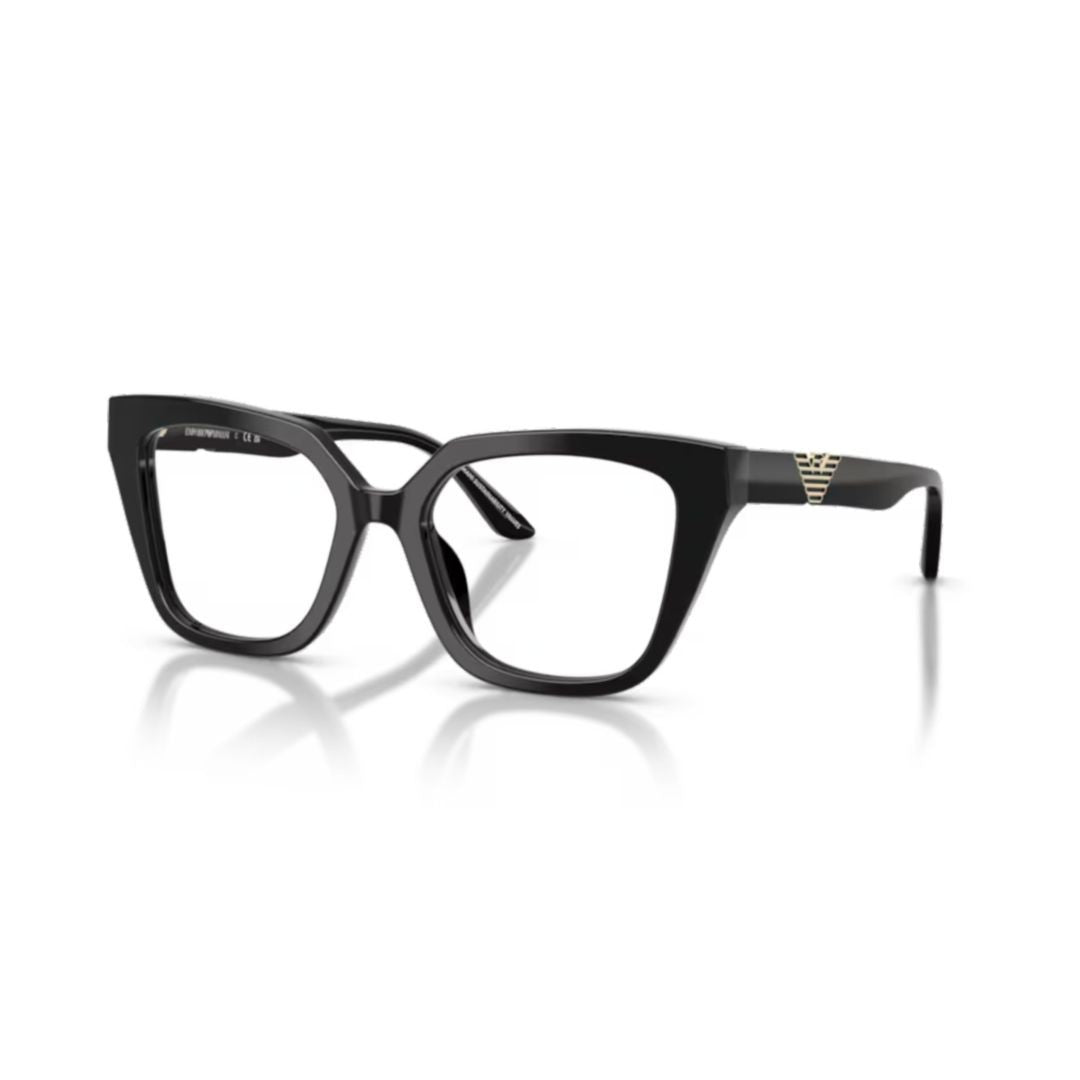 Emporio Armani 0Ea3267u Square Frame Black Acetate Sunglasses With Gold Emblem