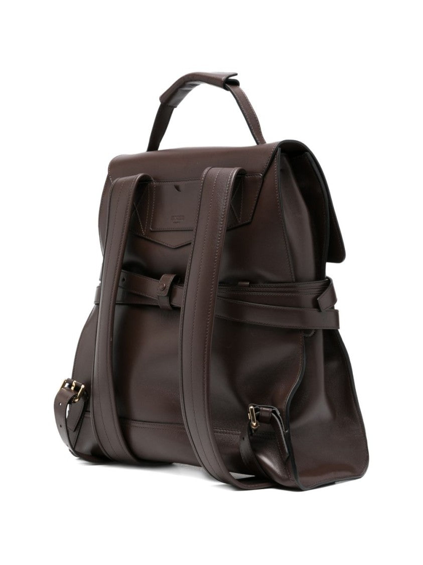 Moschino Structured Brown Handbag With Gold-Tone Accents
