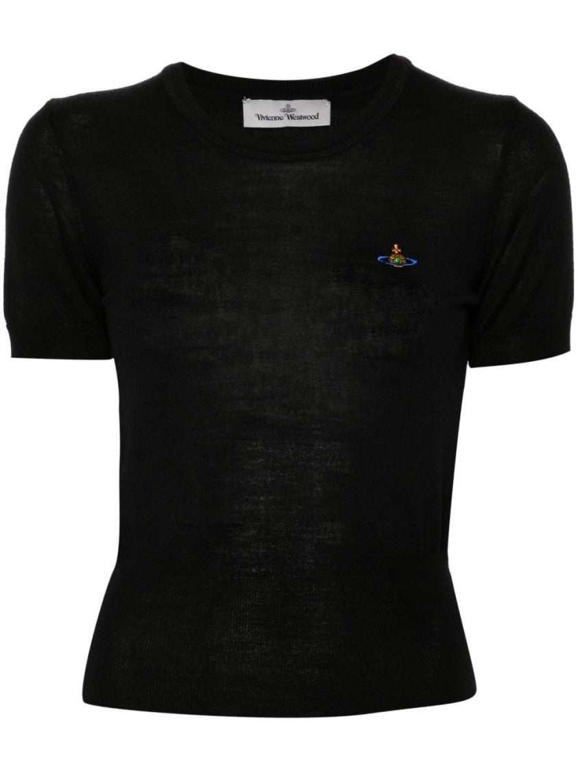 Vivienne Westwood Black Merino Wool Silk Orb Top