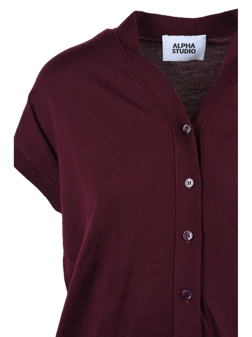 Alpha Studio Extrafine Merino Wool Vest With Button-Down Front