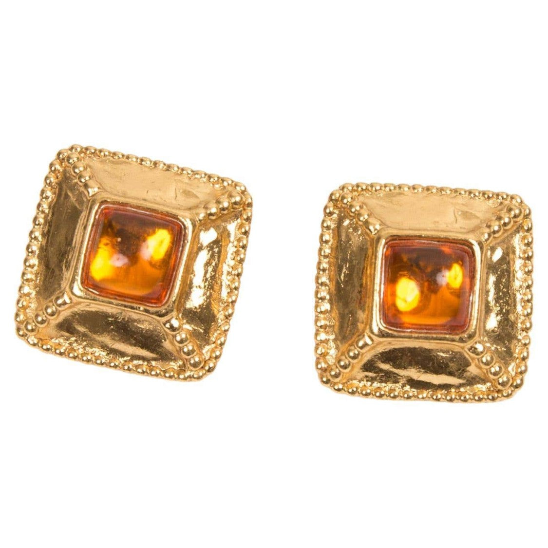 Saint Laurent Gold-Tone Square Clip-On Earrings