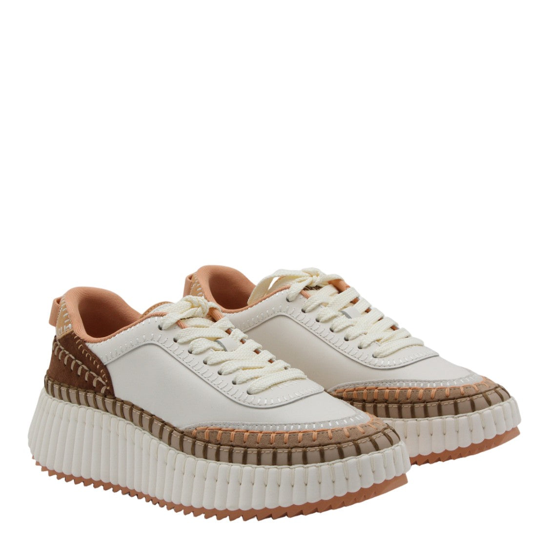 Chloé White Sneakers With Textured Accents