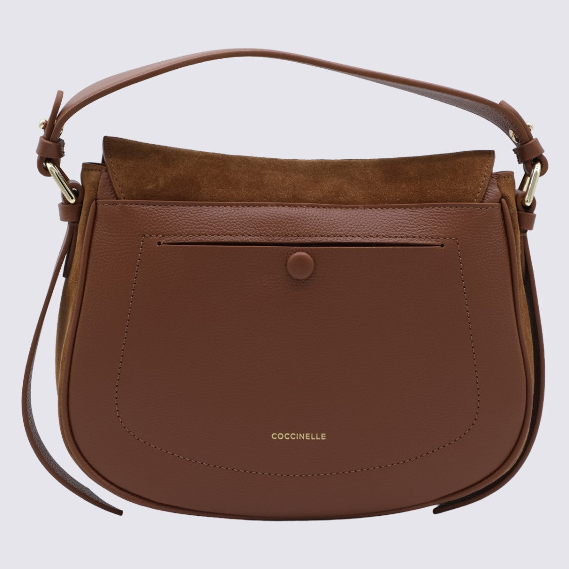 Coccinelle Rounded Rectangular Suede Bag With Leather Strap