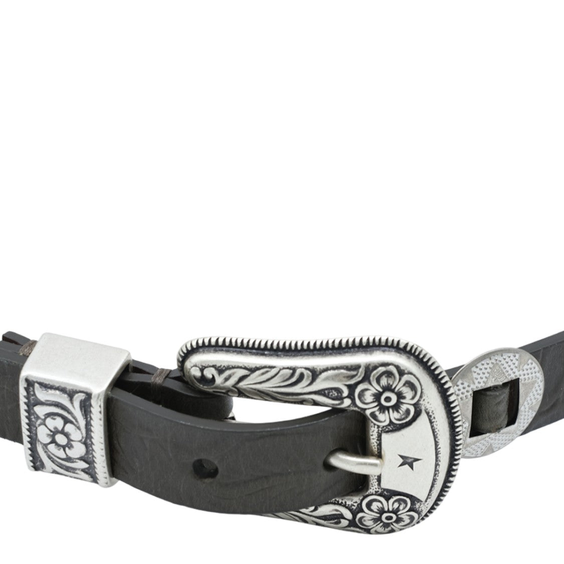 Golden Goose Black Textured Silver-Buckle Belt