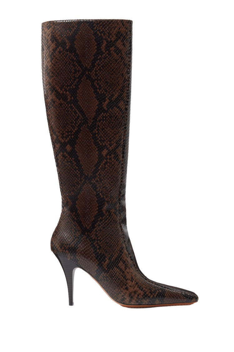 Stella Mccartney Knee-High Snake-Effect Boots With Stiletto Heel