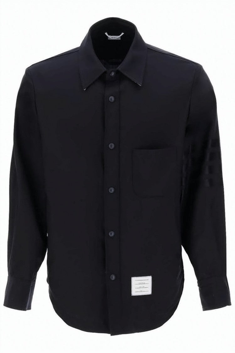 Thom Browne Long-Sleeve Button-Down Shirt With Subtle Stripes