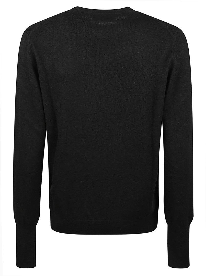 Ballantyne Plain Stitch Classic Crewneck Ribbed Cashmere Sweater