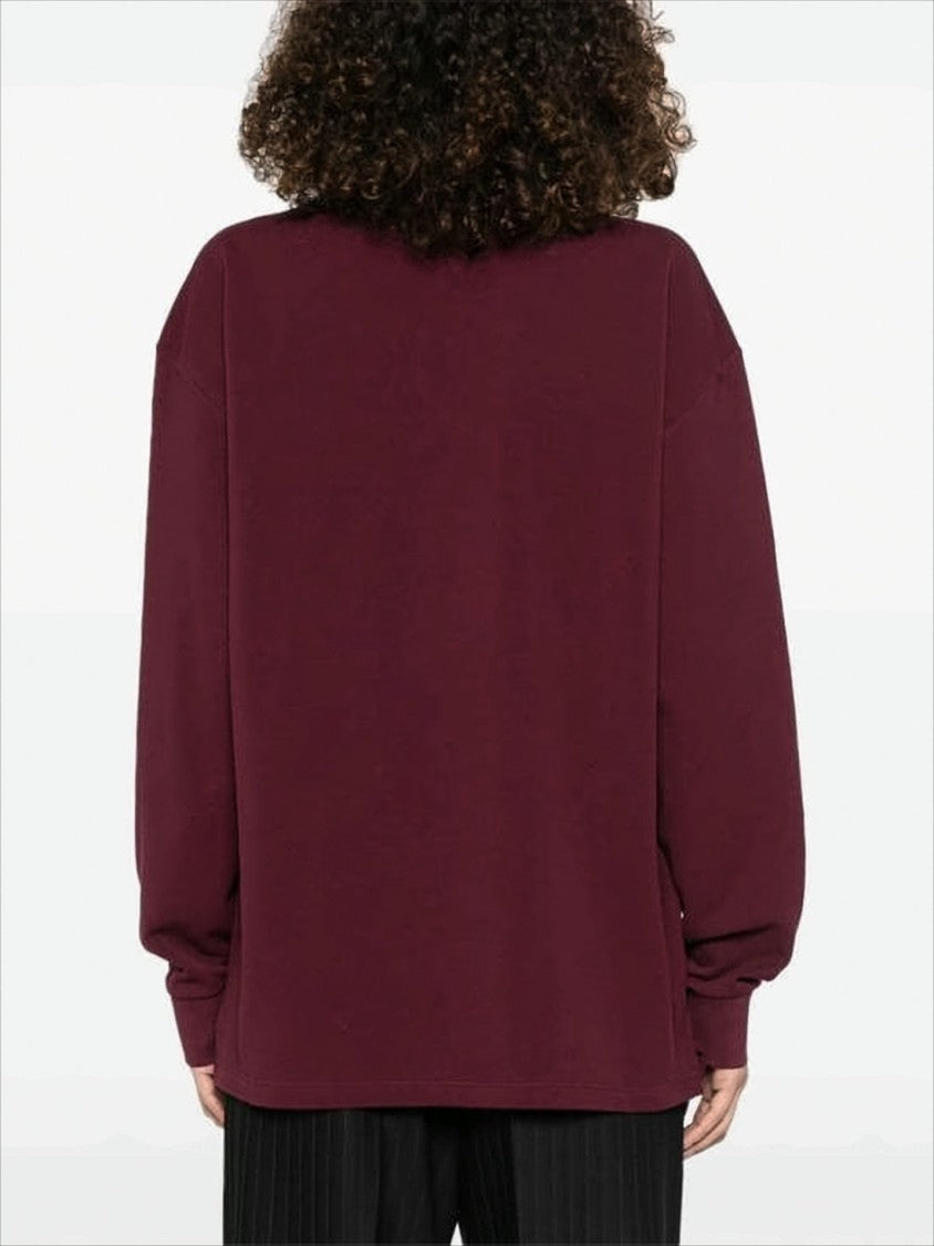 Miu Miu Burgundy Long-Sleeve Polo Shirt