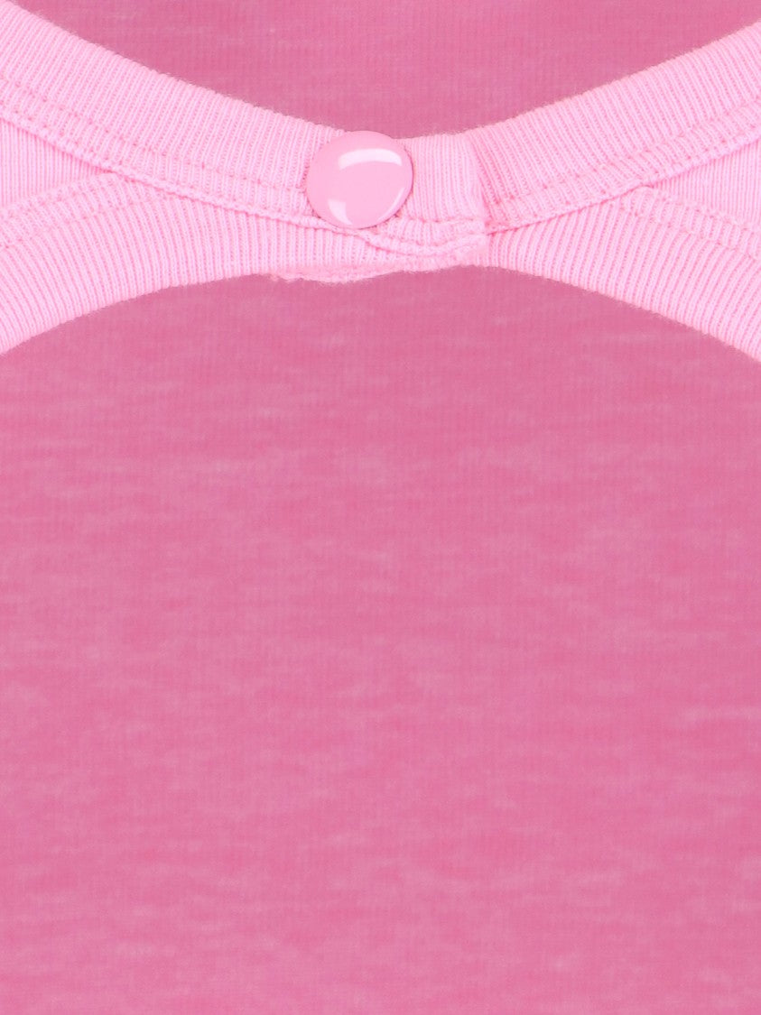 Courrèges Cut-Out Design Pink Cotton T-Shirt